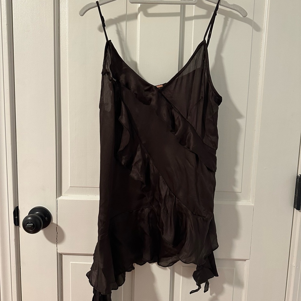 Free People Brown Ruffle Top (S)